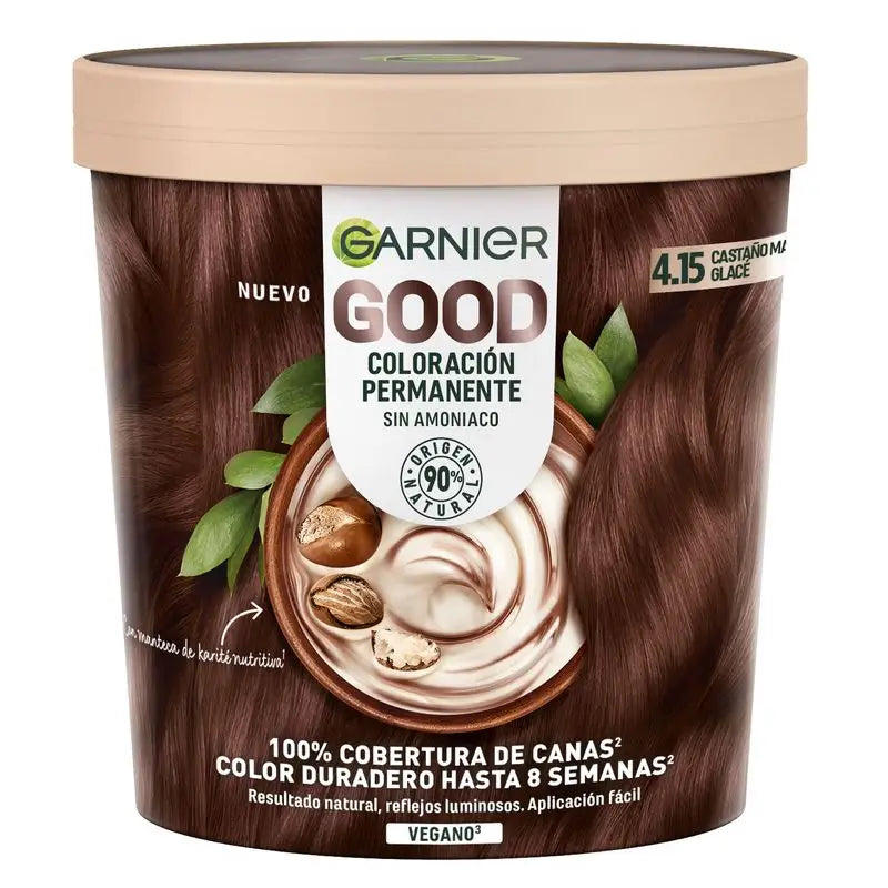 Garnier Good Permanent Colouring Ammoniakfrei, 90% natürlichen Ursprungs Farbton 4.15 Braun Glacé Brown.