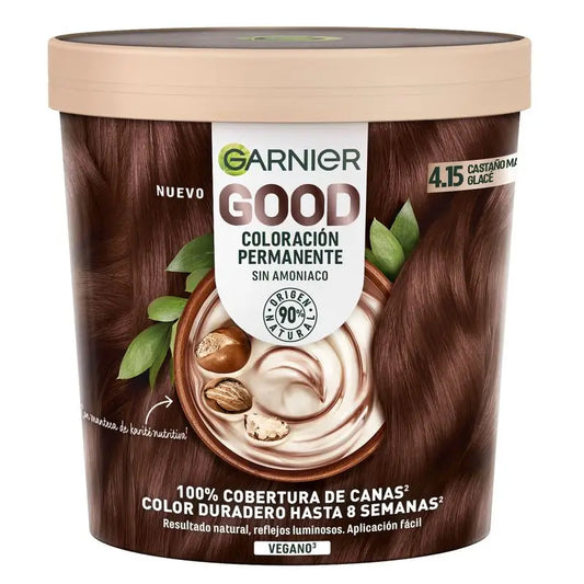 Garnier Good Permanent Colouring Ammoniakfrei, 90% natürlichen Ursprungs Farbton 4.15 Braun Glacé Brown.