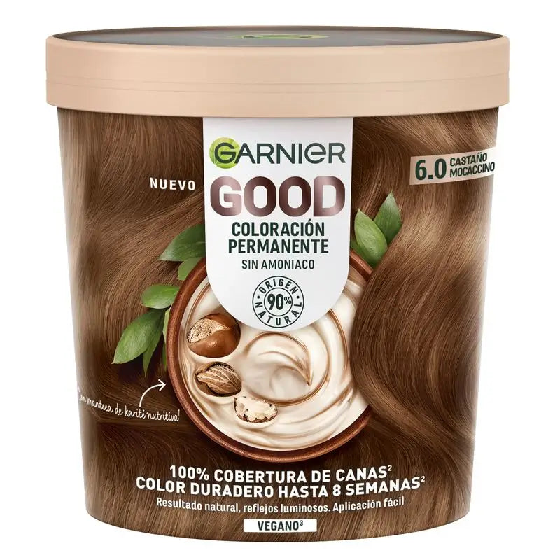 Garnier Good Permanent Colouring, Ammoniakfrei, 90% natürlichen Ursprungs Farbton 6.0 Auburn Mocaccino.