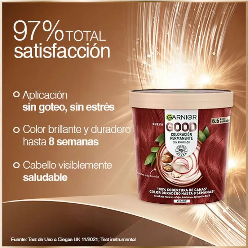 Garnier Good Permanent Colouring Ammoniakfrei, 90% natürlichen Ursprungs Farbton 6.6 Granatapfelrot.