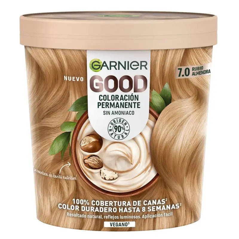 Garnier Good Permanent Colouring Ammoniakfrei, 90% natürlichen Ursprungs Farbton 7.0 Mandelblond.