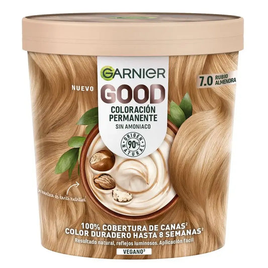 Garnier Good Permanent Colouring Ammoniakfrei, 90% natürlichen Ursprungs Farbton 7.0 Mandelblond.