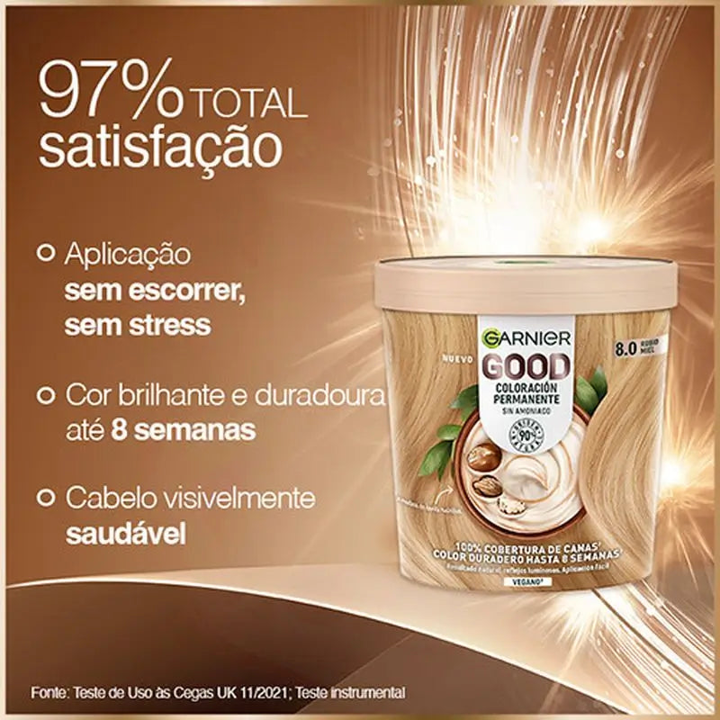 Garnier Good Permanent Colouring Ammoniakfrei, 90% natürlichen Ursprungs Farbton 8.0 Honigblond.