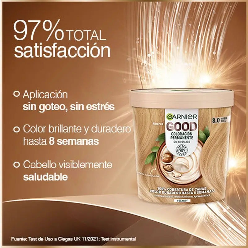 Garnier Good Permanent Colouring Ammoniakfrei, 90% natürlichen Ursprungs Farbton 8.0 Honigblond.