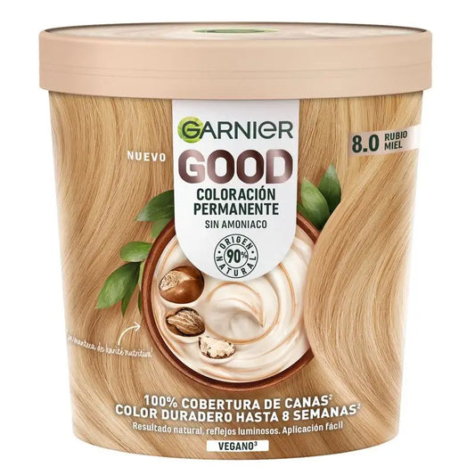 Garnier Good Permanent Colouring Ammoniakfrei, 90% natürlichen Ursprungs Farbton 8.0 Honigblond.