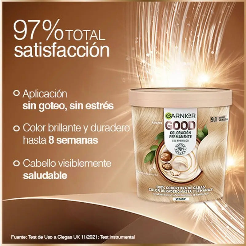 Garnier Good Permanent Colouring Ammoniakfrei, 90% natürlichen Ursprungs Farbton 9.1 Vanilleblond.