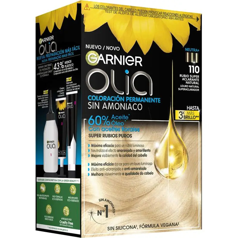 Garnier Olia Ammoniakfreie permanente Färbung mit natürlichen Blumenölen - Super Aufhellung natürliches Blond Olia 110