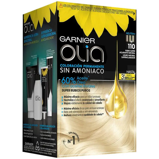 Garnier Olia Ammoniakfreie permanente Färbung mit natürlichen Blumenölen - Super Aufhellung natürliches Blond Olia 110