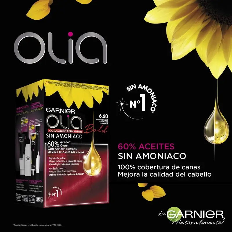 Garnier Olia permanente Färbung Ammoniak frei, angenehm duftend mit natürlichen Blumenölen - Bold Deep Red 6.60