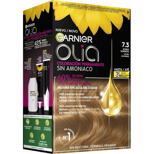 Garnier Olia Permanente Färbung Ammoniakfrei, angenehm duftend mit natürlichen Blumenölen - Golden Blonde 7.3