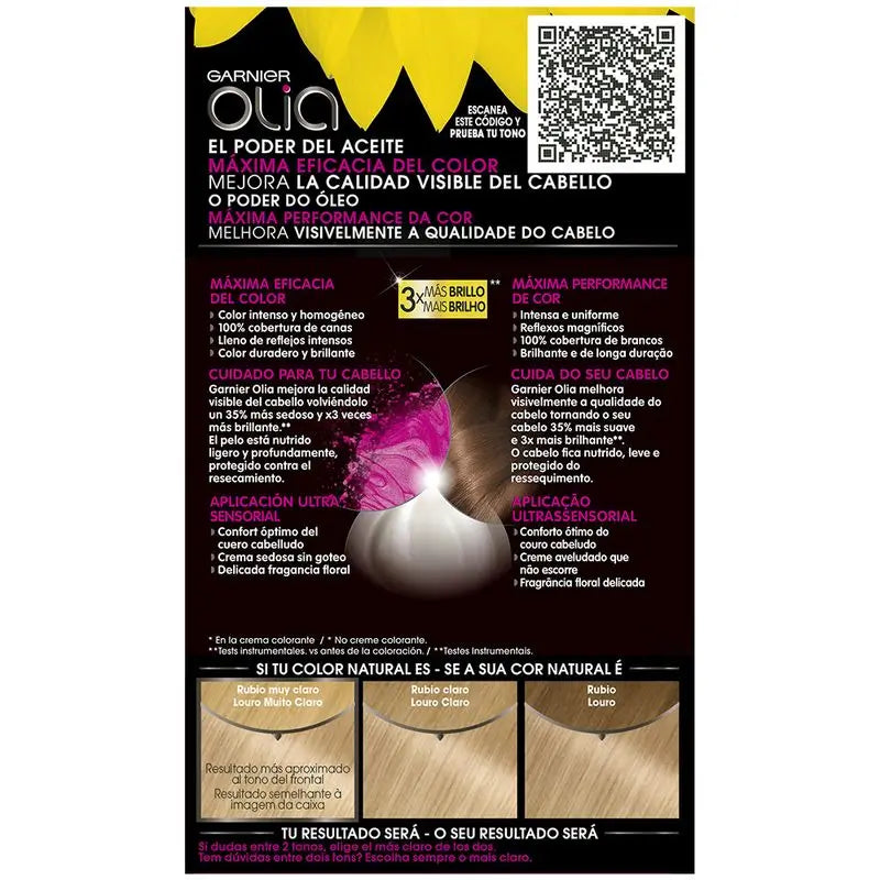 Garnier Olia permanente Färbung Ammoniak frei, angenehm duftend mit floralen Ölen natürlichen Ursprungs - sehr helles Goldblond 9,3