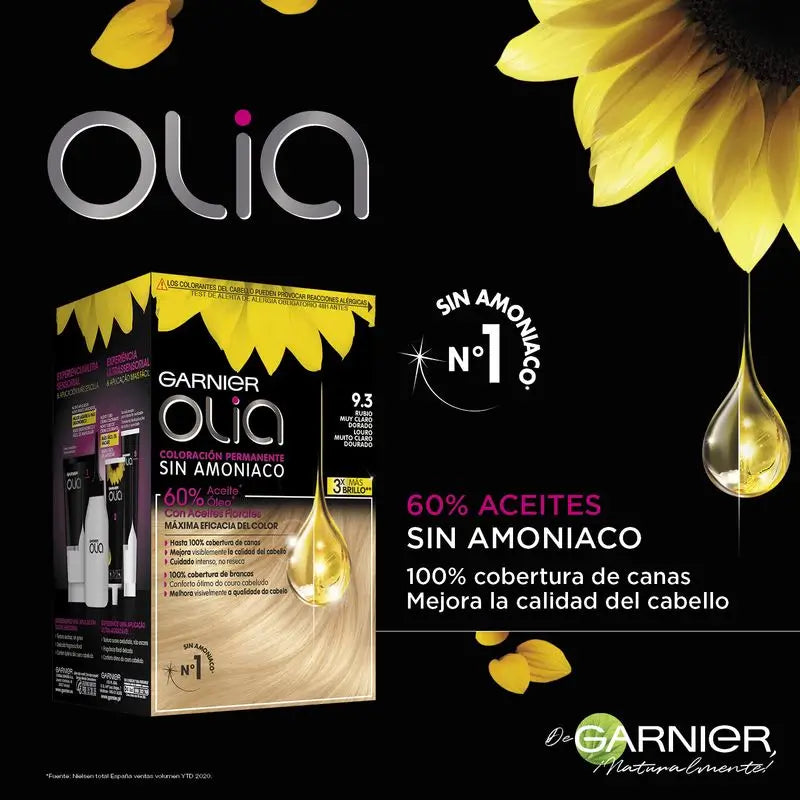 Garnier Olia permanente Färbung Ammoniak frei, angenehm duftend mit floralen Ölen natürlichen Ursprungs - sehr helles Goldblond 9,3