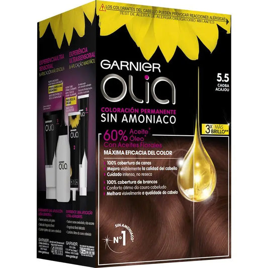 Garnier Olia permanente Färbung ohne Ammoniak für einen angenehmen Duft mit natürlichen Blumenölen - Mahagoni 5.5