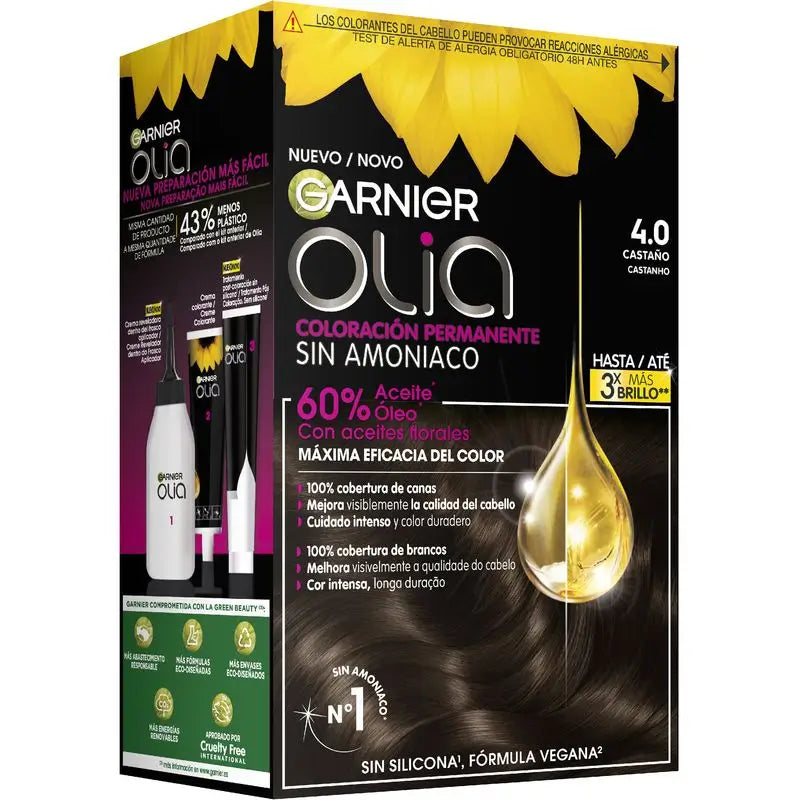 Garnier Olia permanente Färbung ohne Ammoniak für einen angenehmen Duft mit natürlichen Blumenölen - Kastanie 4.0