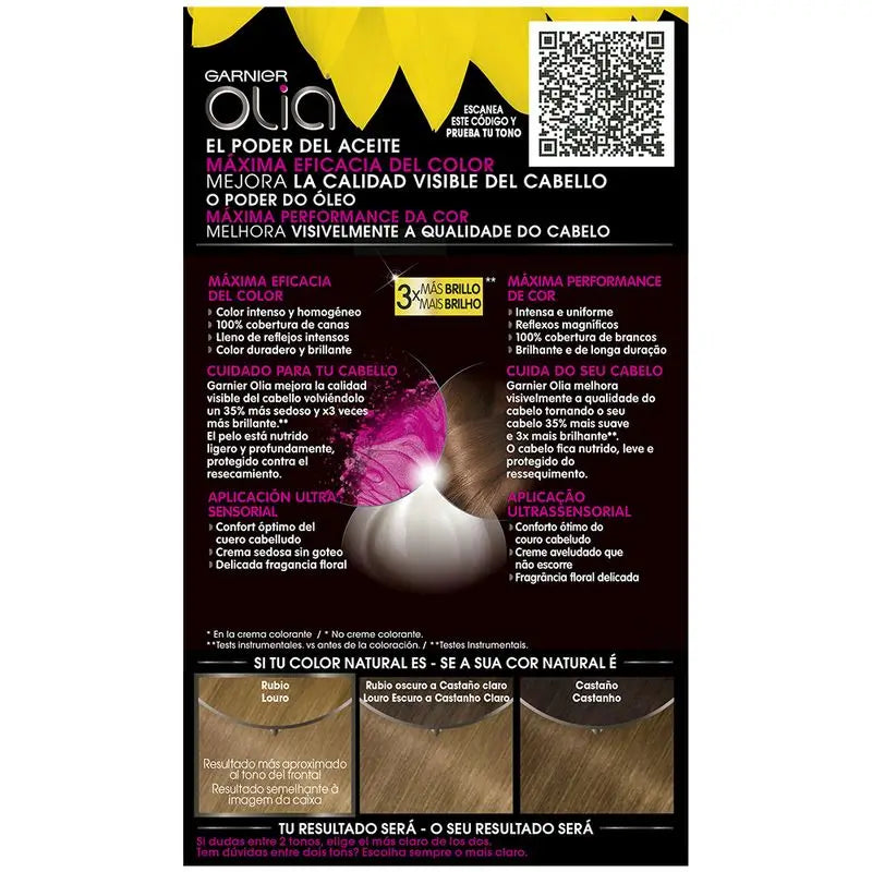 Garnier Olia Ammoniakfreie permanente Färbung für einen angenehmen Geruch mit natürlichen Blumenölen - Blond 7.0