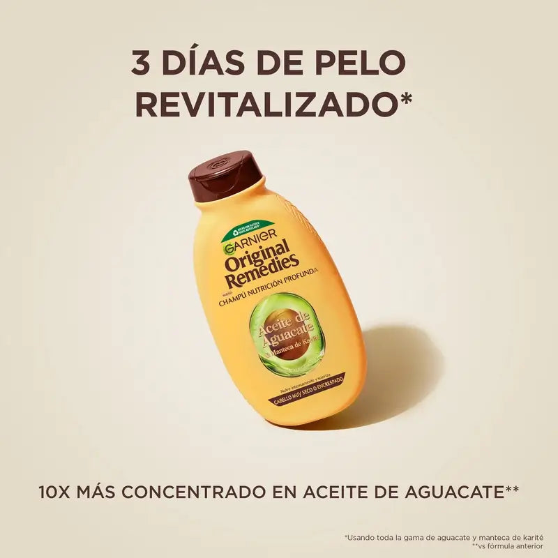 Garnier Original Remedies Avocado-Öl & Shea Butter Shampoo für widerspenstiges & krauses Haar 600 Ml