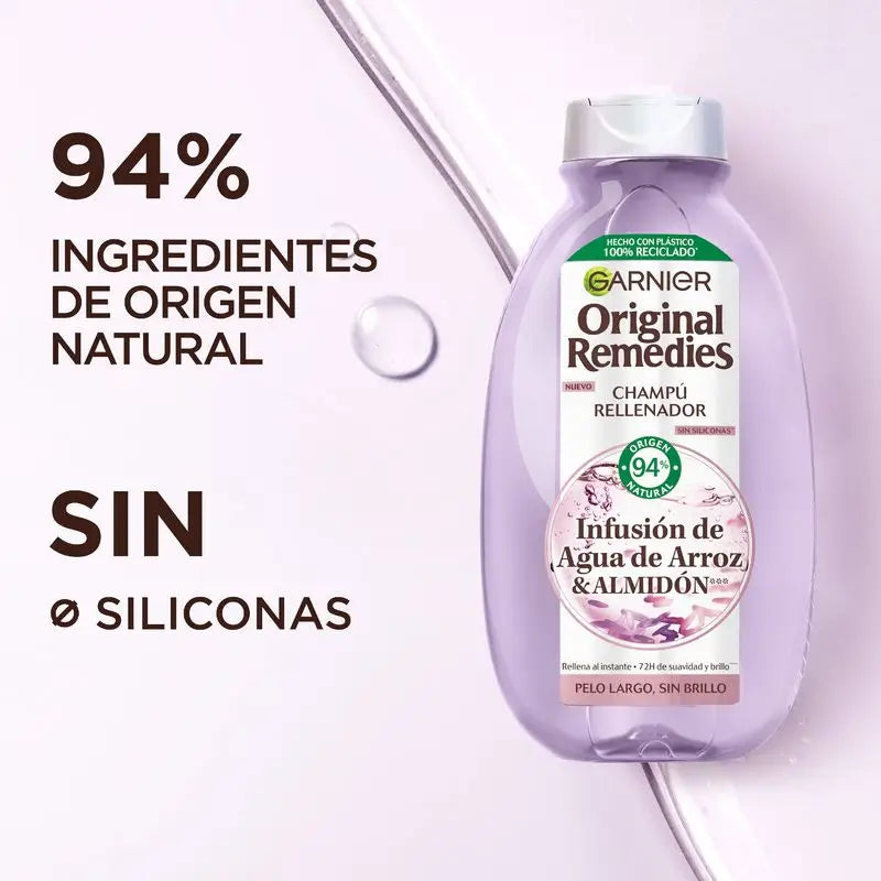 Garnier Original Remedies Rice Water Infused Replenishing Shampoo für langes, glanzloses Haar