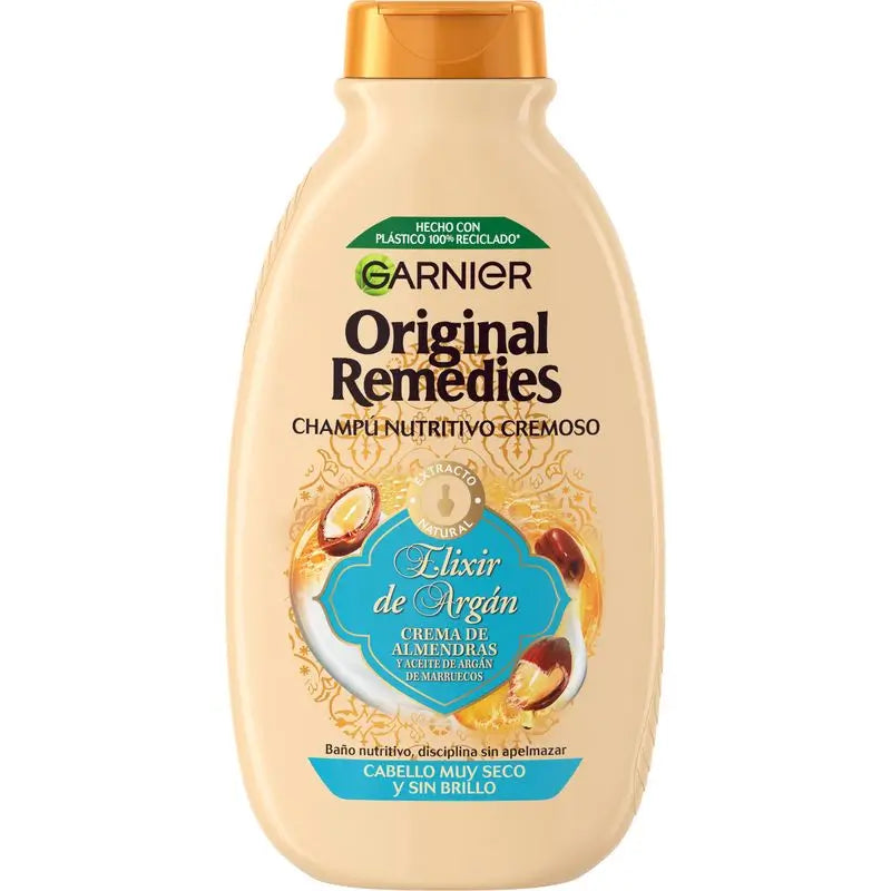 Garnier Original Remedies Argan Elixir Creamy Nourishing Shampoo Silikonfrei für sehr trockenes & glänzendes Haar 300 Ml
