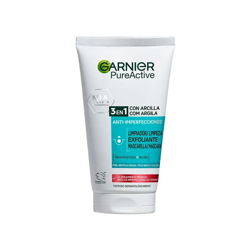 Garnier Pure Active 3 In 1 Gel mit Anti-Perfektions-Ton - 150 Ml