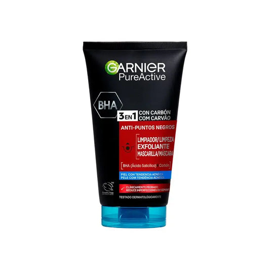 Garnier Pure Active 3 In 1 Gel mit Holzkohle Anti-Blackheads - 150 Ml