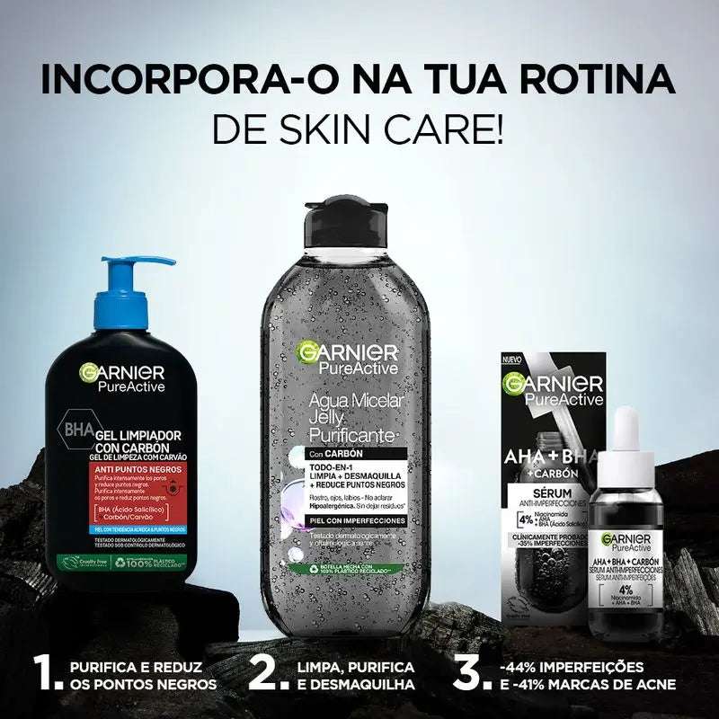 Garnier Pure Active Anti Blackhead Cleansing Gel mit Aktivkohle und Salicylsäure reinigt die Poren und reduziert die Mitesser