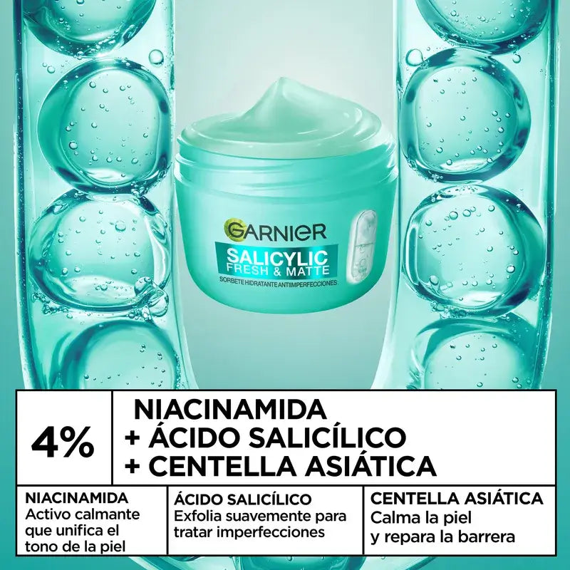 Garnier Pure Active Salicylic Fresh & Matte Anti-Unvollkommenheit Feuchtigkeitssorbet, 85 ml
