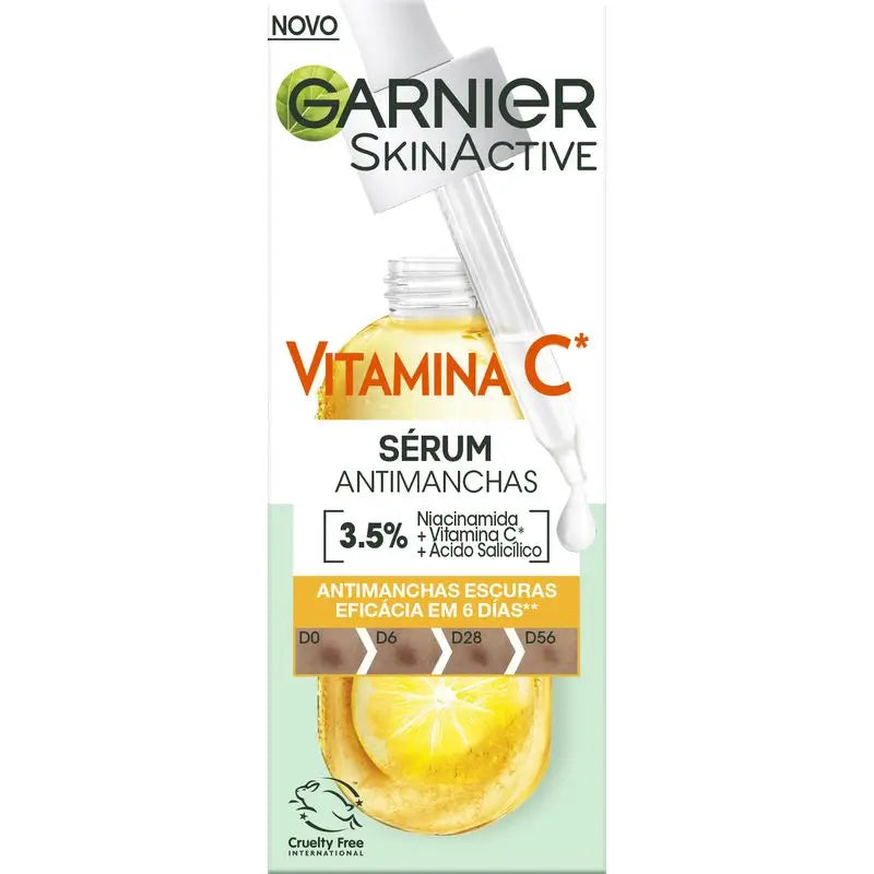 Garnier Anti-Dark Spot Serum mit Vitamin C, Niacinamid und Salicylsäure. Reduziert 43% der dunklen Flecken.