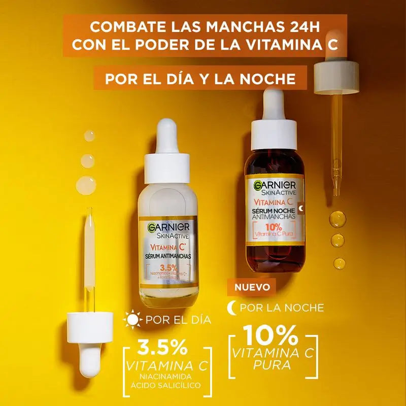 Garnier Anti-Blemish Night Serum mit 10% Vitamin C. Ergebnisse auf Flecken, stumpfe Haut und feine Linien.