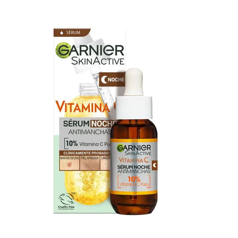 Garnier Anti-Blemish Night Serum mit 10% Vitamin C. Ergebnisse auf Flecken, stumpfe Haut und feine Linien.