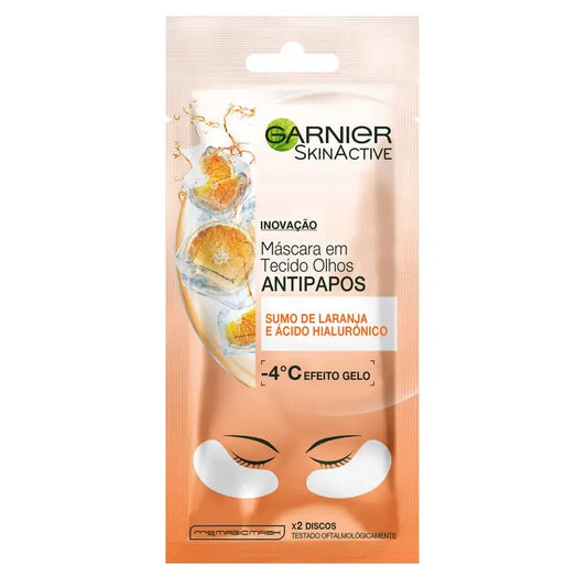 Garnier Skin Active Mask Tissue Eye Contour Anti-Fatigue & Anti-Dark Circles mit Hyaluronsäure & Orangenextrakt