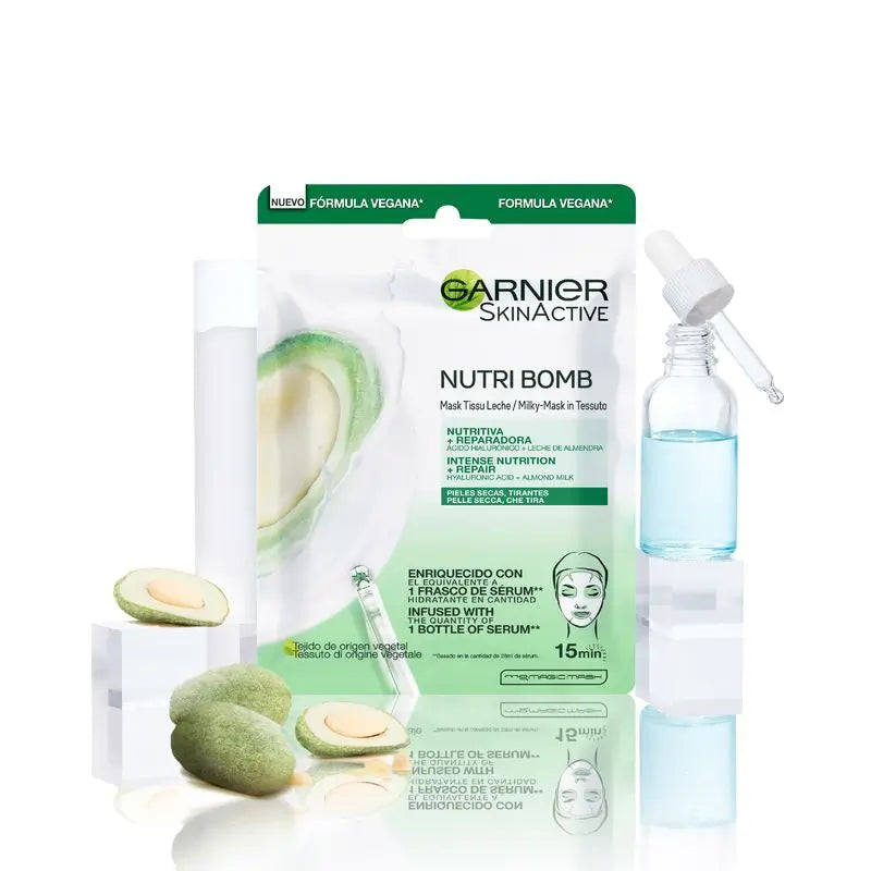 Garnier Skin Active Nutri Bomb Milky Mask Repair-Maske mit Bio-Mandelmilch und Hyaluronsäure