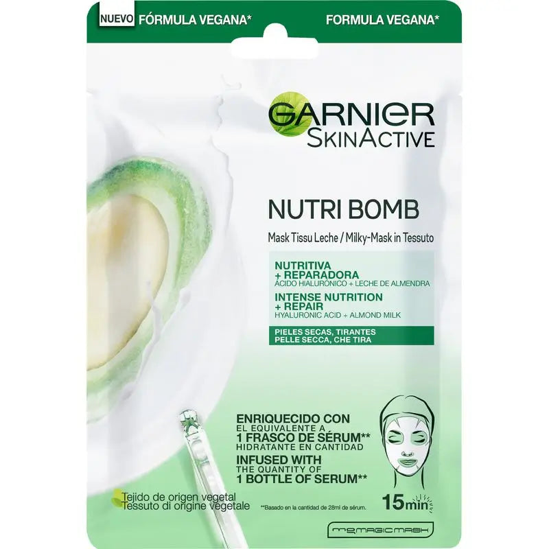 Garnier Skin Active Nutri Bomb Milky Mask Repair-Maske mit Bio-Mandelmilch und Hyaluronsäure
