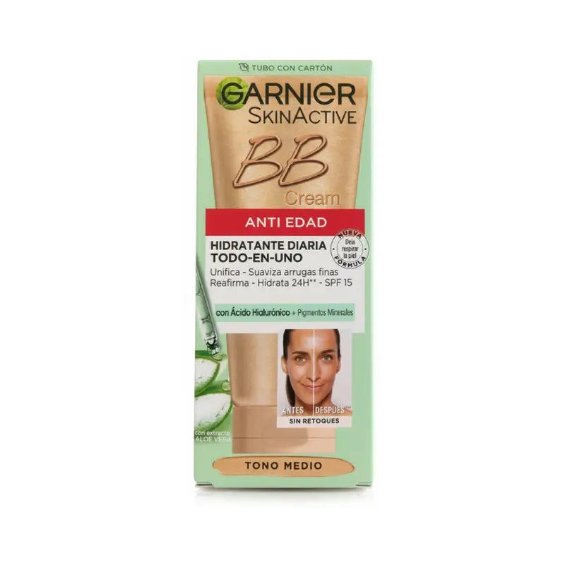 Garnier Skinactive Bb Cream Anti Age Medium Tone. All In One Feuchtigkeitscreme mit Farbe Spf15, 50Ml