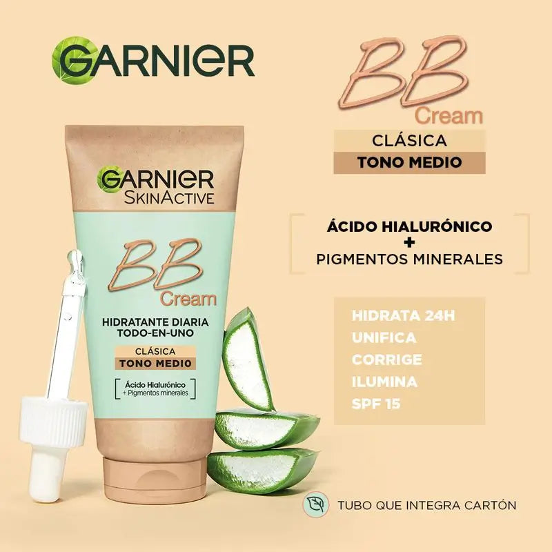 Garnier Skinactive Bb Cream Classic Medium Tone. All In One Feuchtigkeitscreme mit Farbe Spf15, 50Ml