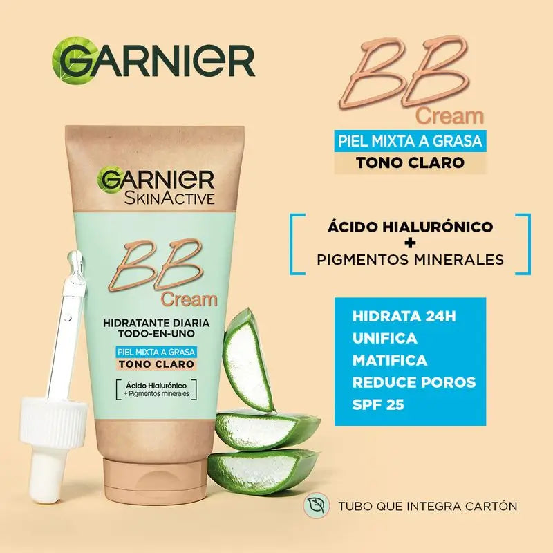 Garnier Skinactive Mattifying Bb Cream For Combination To Oily Skin Light Tone. All In One Feuchtigkeitscreme mit Farbe Spf 25, 50Ml