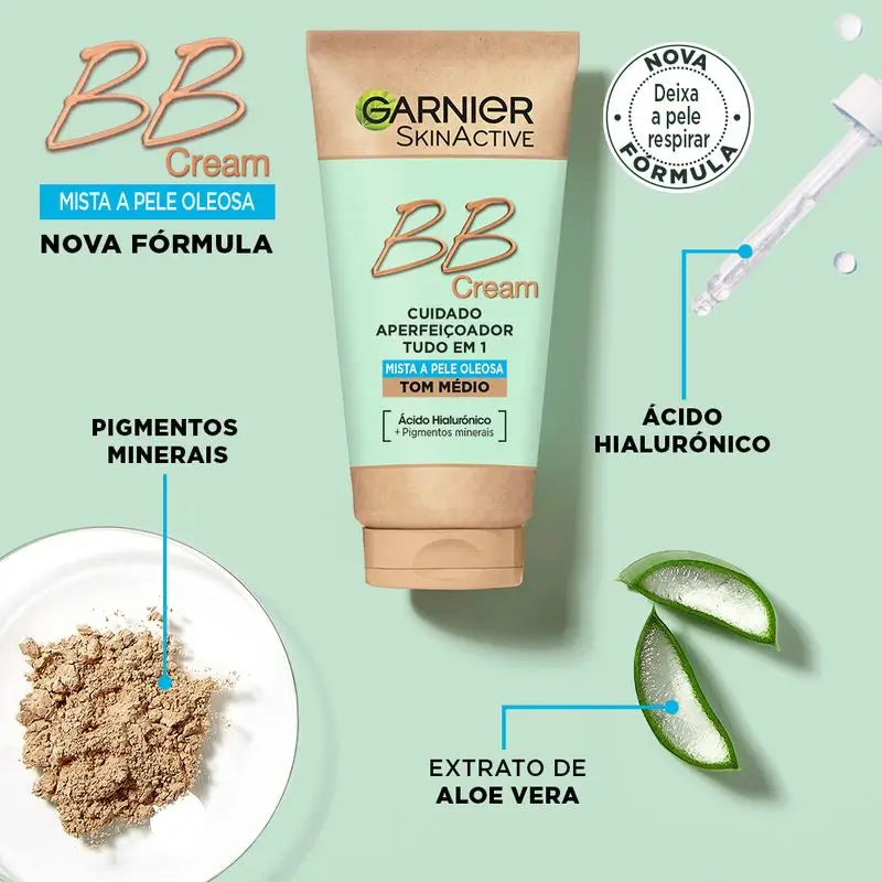 Garnier Skinactive Mattifying Bb Cream For Combination To Oily Skin Medium Tone. All In One Feuchtigkeitscreme mit Farbe Spf 25, 50Ml