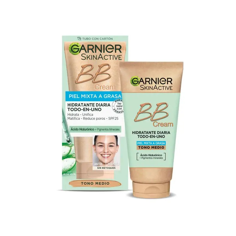 Garnier Skinactive Mattifying Bb Cream For Combination To Oily Skin Medium Tone. All In One Feuchtigkeitscreme mit Farbe Spf 25, 50Ml