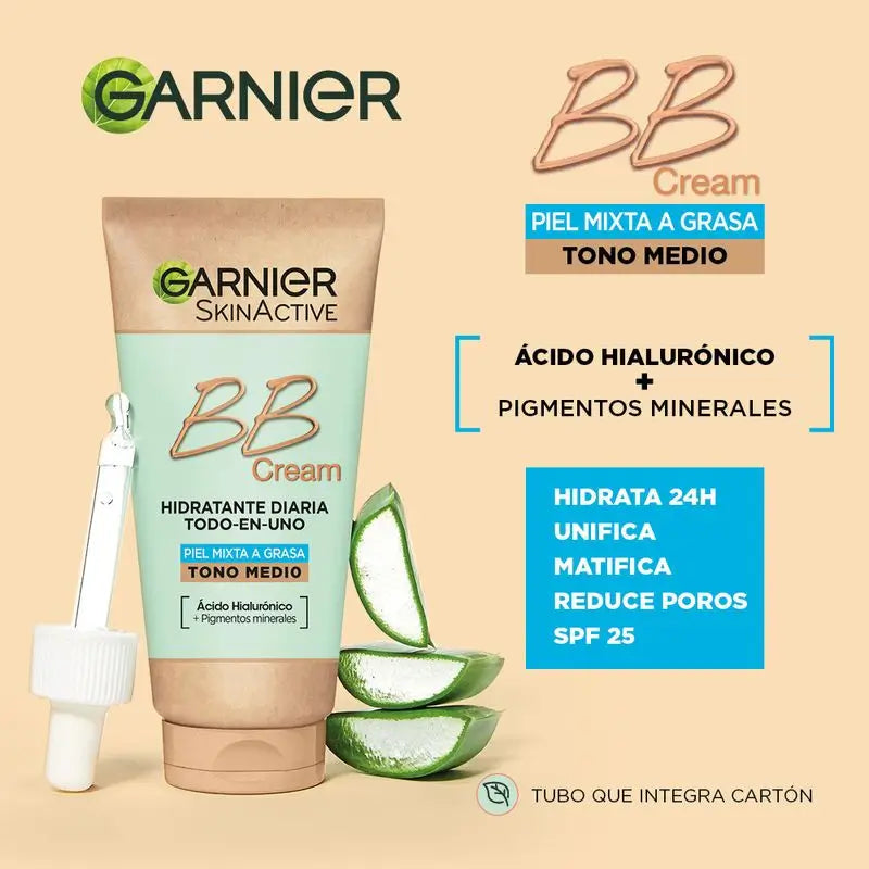 Garnier Skinactive Mattifying Bb Cream For Combination To Oily Skin Medium Tone. All In One Feuchtigkeitscreme mit Farbe Spf 25, 50Ml