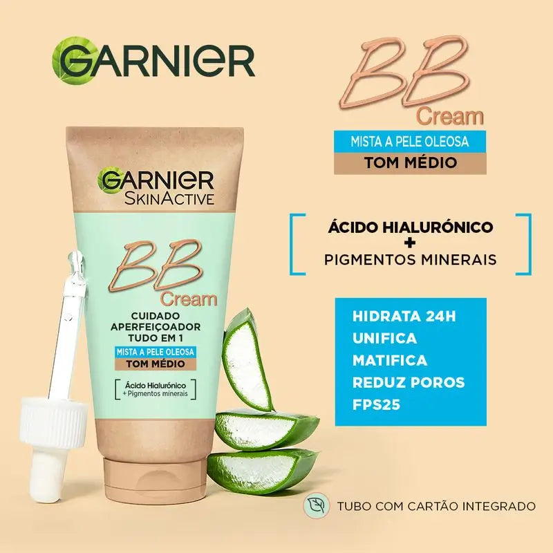 Garnier Skinactive Mattifying Bb Cream For Combination To Oily Skin Medium Tone. All In One Feuchtigkeitscreme mit Farbe Spf 25, 50Ml