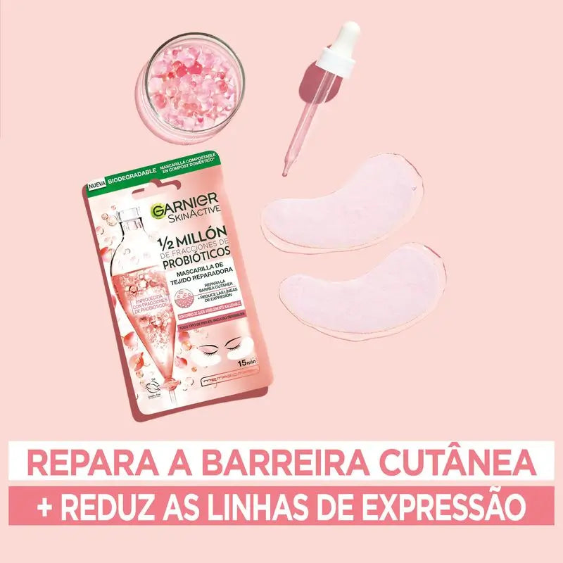 Garnier Tissue Mask Augenkontur-Reparaturmaske mit 1/2 Million probiotischer Fraktionen reduziert Mimikfalten