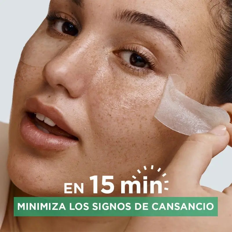Garnier Tissue Mask Hyaluronic Cryo Jelly Anti-Müdigkeit Augenkontur Maske. 4% Glycerin + Menthol + Hyaluronsäure.