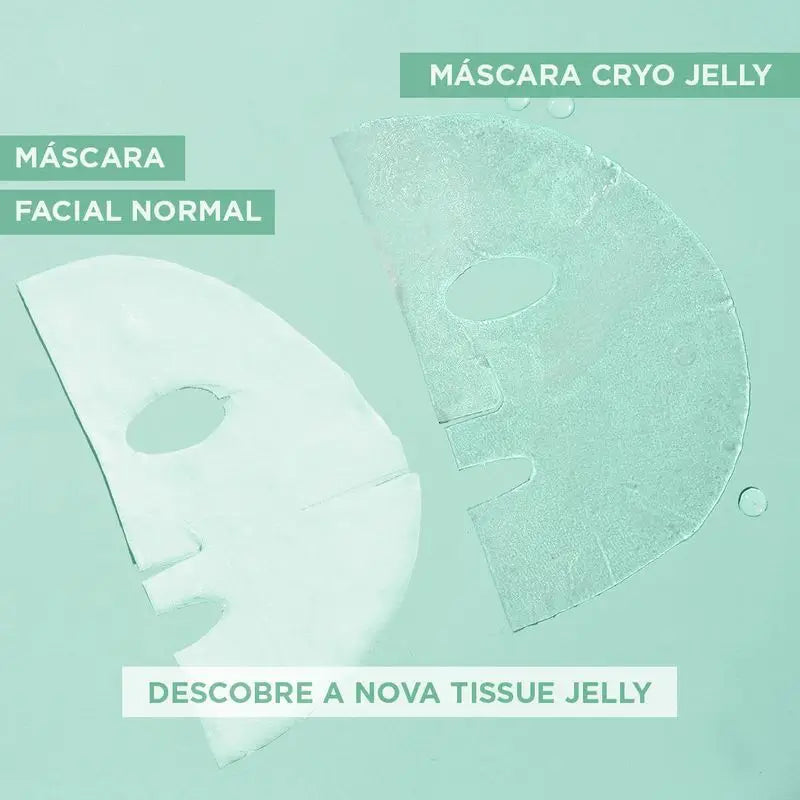 Garnier Tissue Mask Hyaluronic Cryo Jelly Anti-Fatigue für müde Haut. 4% Glycerin + Menthol + Hyaluronsäure.