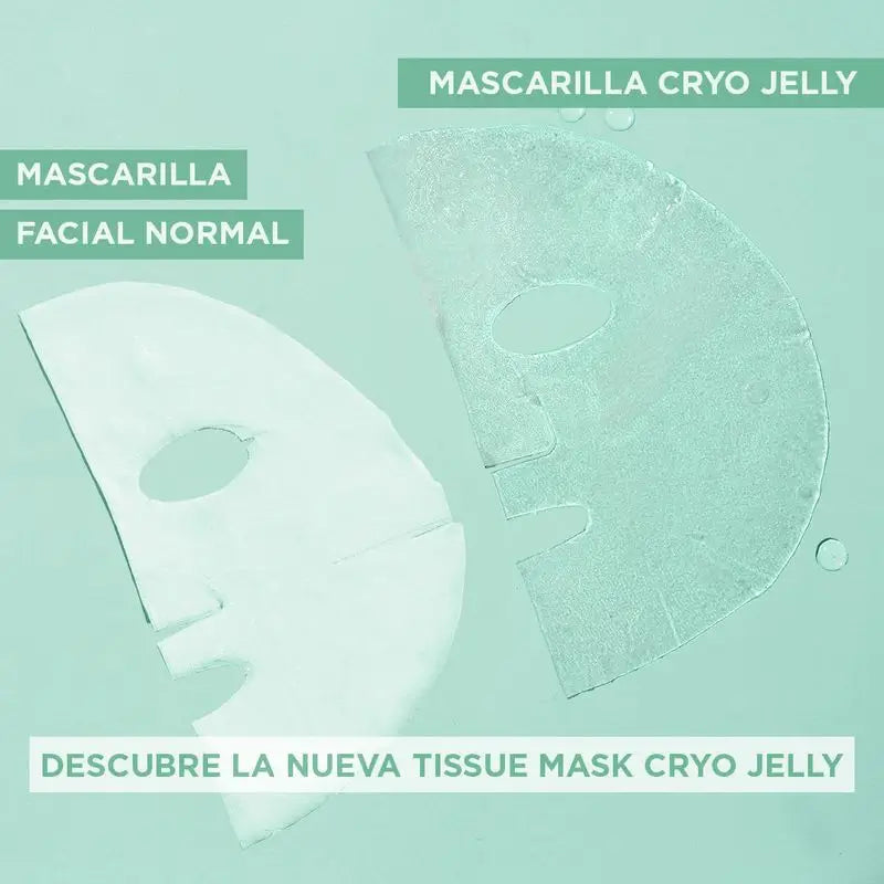 Garnier Tissue Mask Hyaluronic Cryo Jelly Anti-Fatigue für müde Haut. 4% Glycerin + Menthol + Hyaluronsäure.