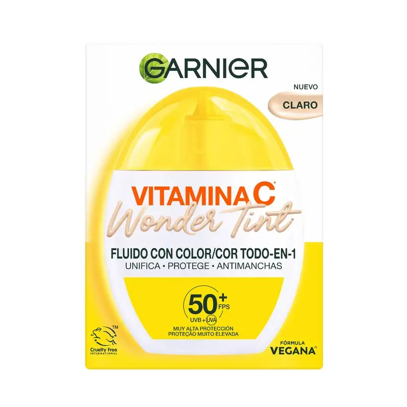Garnier Uv täglicher Schutz Vitamin C Wonder Tint Spf50+, heller Farbton, 40 ml