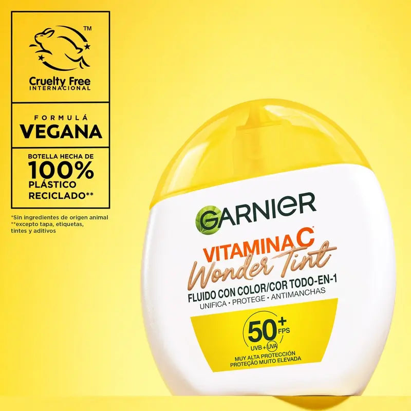 Garnier Uv täglicher Schutz Vitamin C Wonder Tint Spf50+, heller Farbton, 40 ml