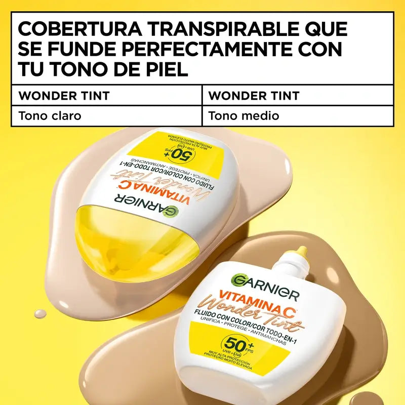 Garnier Uv täglicher Schutz Vitamin C Wunder Tint Spf50+, mittlerer Farbton, 40 ml