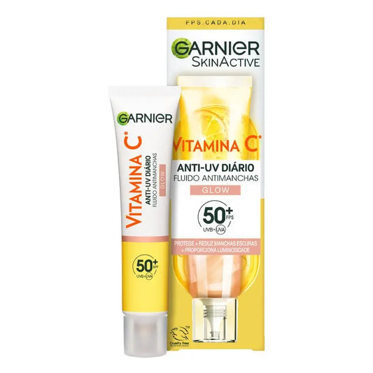 Garnier Vitamin C Flüssigkeit Anti-Uv Anti-Fleck täglicher Glow-Effekt Fps50+, 40 Ml