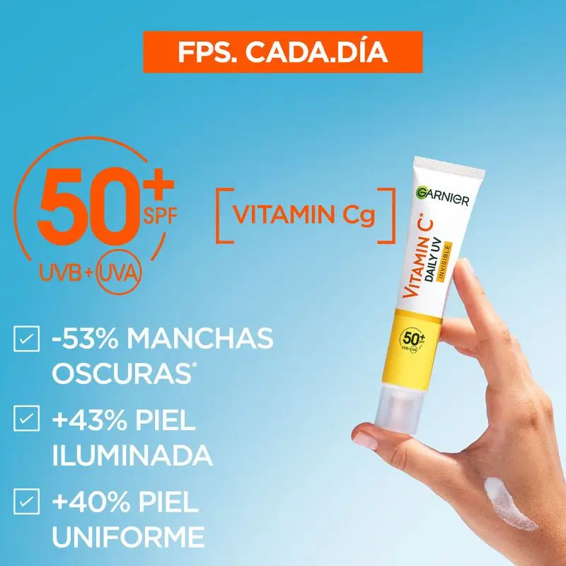 Garnier Vitamin C Unsichtbar Anti-Uv Tägliche Anti-Punkt Flüssigkeit Fps50+, 40 Ml