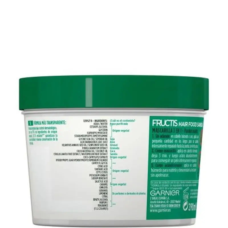GarnierFructis Hair Food Wassermelone 3 In 1 Revitalisierende Maske für stumpfes, lebloses Haar 400 Ml