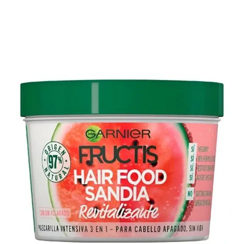 GarnierFructis Hair Food Wassermelone 3 In 1 Revitalisierende Maske für stumpfes, lebloses Haar 400 Ml